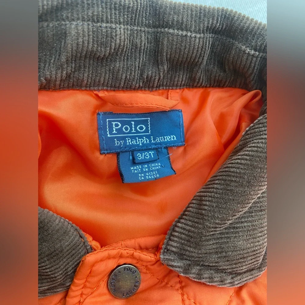 Polo by Ralph Lauren quilted Orange  Brown Jacket Size 3T Classic Quite Luxury